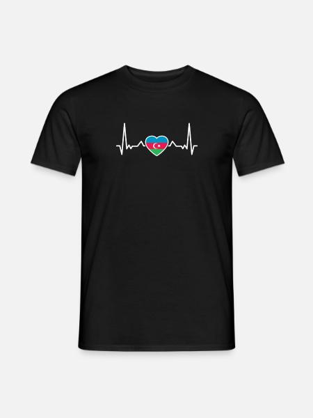 Aserbaidschan Herzschlag Flagge Azerbaijani - Männer T-Shirt - Schwarz