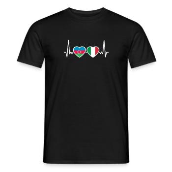 Azerbaïdjan Italie Heartbeat Flag - T-shirt homme - noir - Devant - AI Model Male 178 light (178cm)