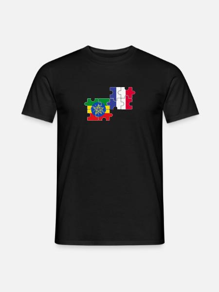 France Ethiopia Flag Ethiopian - Men's T-Shirt - black