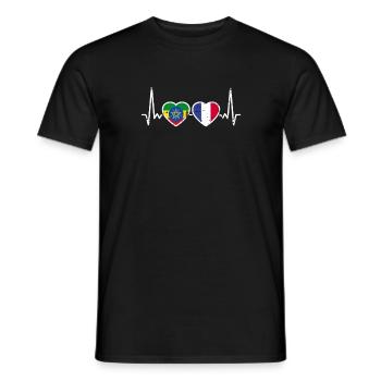 France Ethiopia Vintage Flag Heartbeat - Men's T-Shirt - black - Front - AI Model Male 178 light (178cm)
