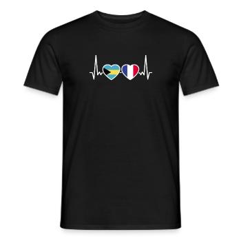 Bahamas France Heartbeat Flag Bahamians - T-shirt homme - noir - Devant - AI Model Male 178 light (178cm)