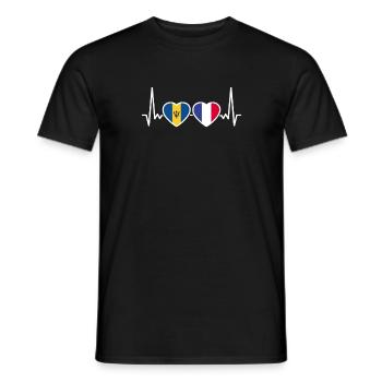 Barbados Frankreich Herzschlag Flagge - Männer T-Shirt - Schwarz - Vorne - AI Model Male 178 light (178cm)