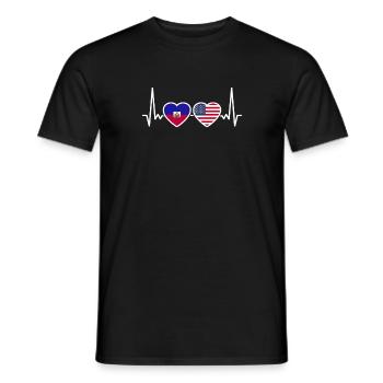 Haïti USA Heartbeat Flag Haïtien - T-shirt homme - noir - Devant - AI Model Male 178 light (178cm)