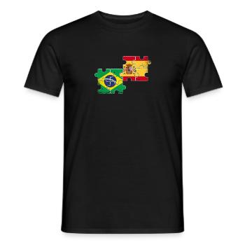 Brazil Spain Vintage Flag Brazilian - Men's T-Shirt - black - Front - AI Model Male 178 light (178cm)