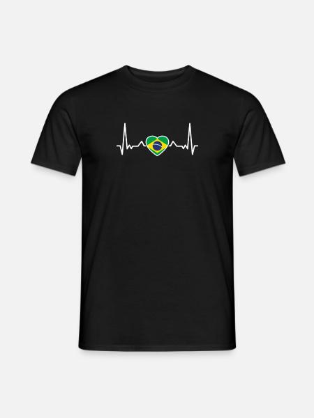 Brazil heartbeat Brazilian Brazilians - Men's T-Shirt - black