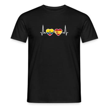 Ecuador Spanien Vintage Herzschlag Flagge - Männer T-Shirt - Schwarz - Vorne - AI Model Male 178 light (178cm)