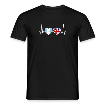 Guatemala UK Heartbeat Flag Guatemalan - Men's T-Shirt - black - Front - AI Model Male 178 light (178cm)
