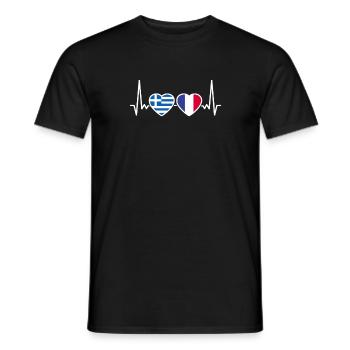 Grèce France Heartbeat Flag Grec - T-shirt homme - noir - Devant - AI Model Male 178 light (178cm)