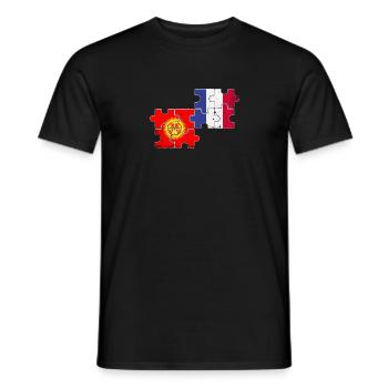 Kirgisistan Frankreich Vintage Flagge Kirgise - Männer T-Shirt - Schwarz - Vorne - AI Model Male 178 light (178cm)