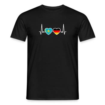 Kasachstan Deutschland Herzschlag Flagge Kasache - Männer T-Shirt - Schwarz - Vorne - AI Model Male 178 light (178cm)