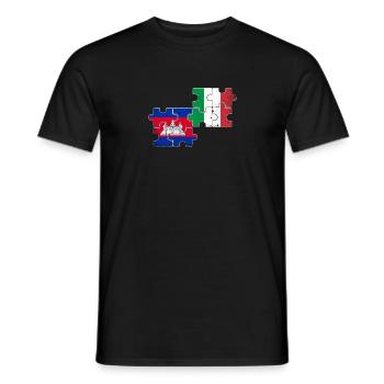 Kambodscha Italien Vintage Flagge Kambodschaner - Männer T-Shirt - Schwarz - Vorne - AI Model Male 178 light (178cm)
