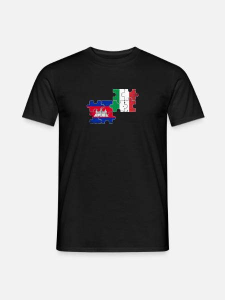 Kambodscha Italien Vintage Flagge Kambodschaner - Männer T-Shirt - Schwarz