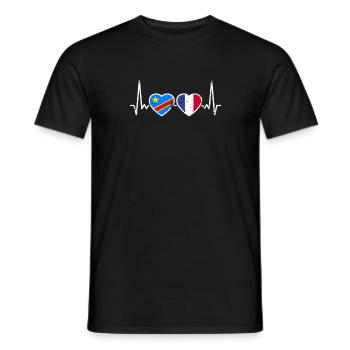 DR Kongo Frankreich Vintage Herzschlag Flagge - Männer T-Shirt - Schwarz - Vorne - AI Model Male 178 light (178cm)