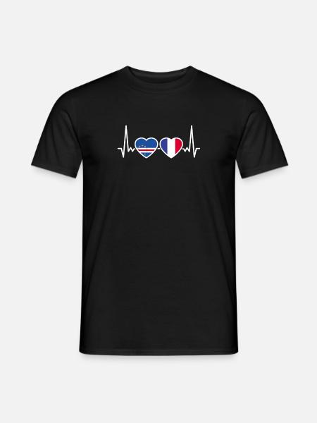 Cap-Vert France Heartbeat Flag Cap-Vert - T-shirt homme - noir