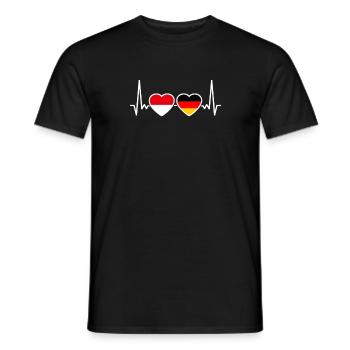 Indonesia Germany Heartbeat Flag - Men's T-Shirt - black - Front - AI Model Male 178 light (178cm)