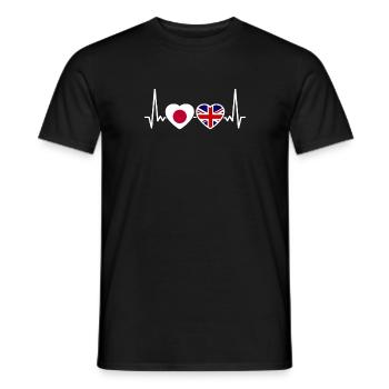 Japon Royaume-Uni Heartbeat Flag Japonais britannique - T-shirt homme - noir - Devant - AI Model Male 178 light (178cm)