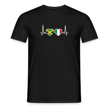 Jamaica Italy Vintage Heartbeat Flag - Men's T-Shirt - black - Front - AI Model Male 178 light (178cm)