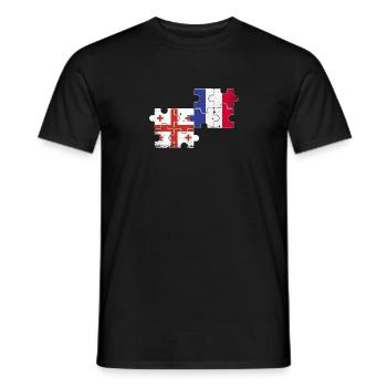 Georgia France Vintage Heartbeat Flag - Men's T-Shirt - black - Front - AI Model Male 178 light (178cm)