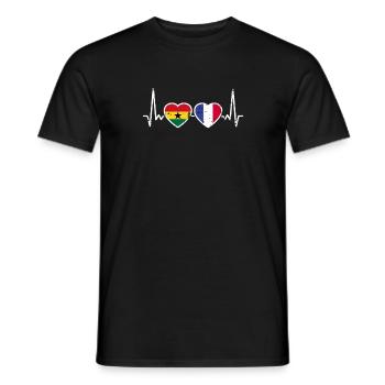 Ghana Frankreich Vintage Herzschlag Flagge Ghanaer - Männer T-Shirt - Schwarz - Vorne - AI Model Male 178 light (178cm)