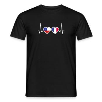 Chile Frankreich Herzschlag Flagge Chilene - Männer T-Shirt - Schwarz - Vorne - AI Model Male 178 light (178cm)