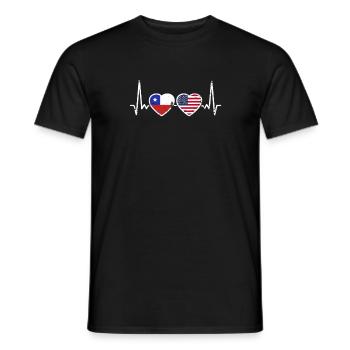 Chile USA Vintage Heartbeat Flag Chilean - Men's T-Shirt - black - Front - AI Model Male 178 light (178cm)