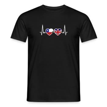 Chile UK Vintage Heartbeat Flag Chilean - Men's T-Shirt - black - Front - AI Model Male 178 light (178cm)