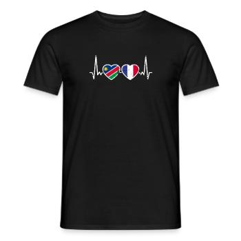 Namibia Frankreich Vintage Herzschlag Flagge - Männer T-Shirt - Schwarz - Vorne - AI Model Male 178 light (178cm)