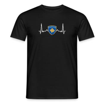 Kosovo Vintage Herzschlag Wappen Flagge Kosovar - Männer T-Shirt - Schwarz - Vorne - AI Model Male 178 light (178cm)