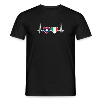 Laos Italie Heartbeat Flag Laotien italien - T-shirt homme - noir - Devant - AI Model Male 178 light (178cm)