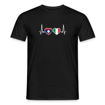 Laos Italy Vintage Heartbeat Flag Laotian - Men's T-Shirt - black - Front - AI Model Male 178 light (178cm)