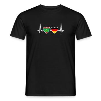 Mauritania Germany Heartbeat Vintage Flag - Men's T-Shirt - black - Front - AI Model Male 178 light (178cm)