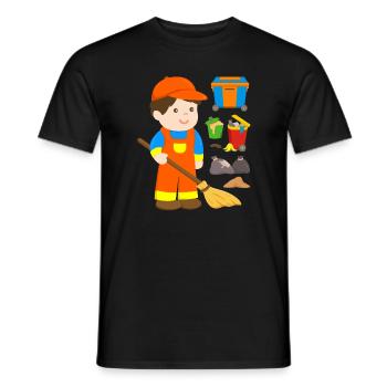 Éboueur Balayeuse de rue Éboueur Jeune éboueur - T-shirt homme - noir - Devant - AI Model Male 178 light (178cm)