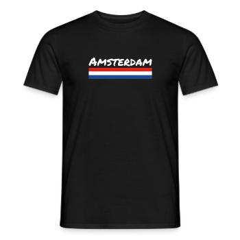 Amsterdam Pays-Bas Drapeau néerlandais - T-shirt homme - noir - Devant - AI Model Male 178 light (178cm)