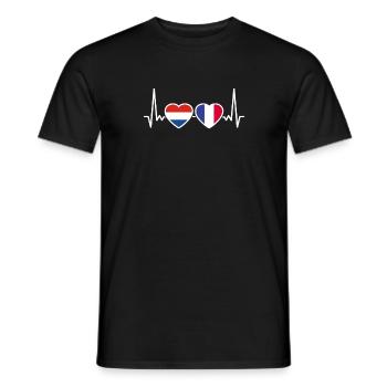 Niederlande Frankreich Herzschlag Flagge - Männer T-Shirt - Schwarz - Vorne - AI Model Male 178 light (178cm)