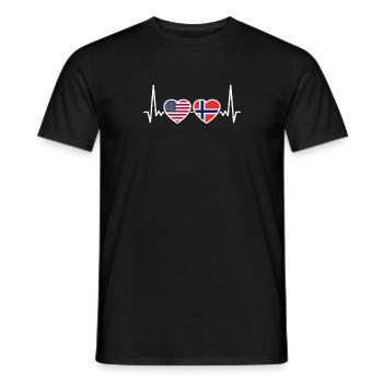 Norvège États-Unis Heartbeat Flag Norvégien - T-shirt homme - noir - Devant - AI Model Male 178 light (178cm)