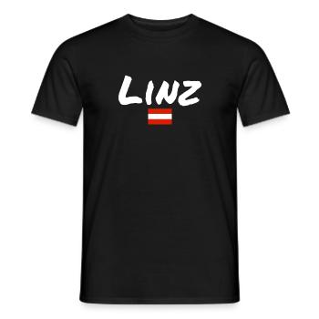 Linz, Austria, Flag, Austria, Austria - Men's T-Shirt - black - Front - AI Model Male 178 light (178cm)