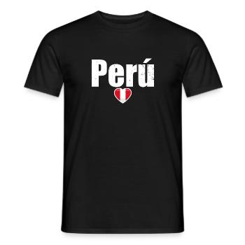 Perú Heart Vintage Peruvian Flag Peruvian - Men's T-Shirt - black - Front - AI Model Male 178 light (178cm)