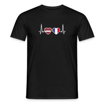 Lettonie France Vintage Heartbeat drapeau - T-shirt homme - noir - Devant - AI Model Male 178 light (178cm)