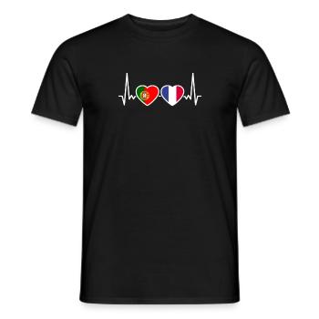 Portugal Frankreich Herzschlag Flagge Portugiese - Männer T-Shirt - Schwarz - Vorne - AI Model Male 178 light (178cm)