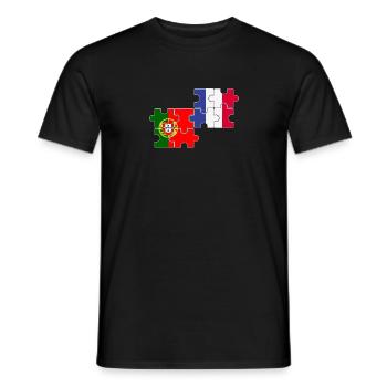 Portugal France Drapeau Français Portugais - T-shirt homme - noir - Devant - AI Model Male 178 light (178cm)