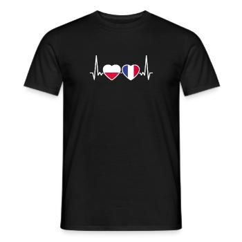 Pologne France Heartbeat Flag Polonais - T-shirt homme - noir - Devant - AI Model Male 178 light (178cm)