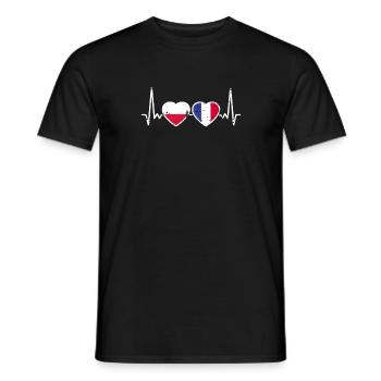 Pologne France Vintage Heartbeat drapeau - T-shirt homme - noir - Devant - AI Model Male 178 light (178cm)