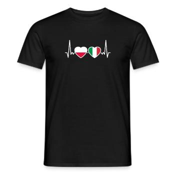Pologne Italie Heartbeat Flag Polonais - T-shirt homme - noir - Devant - AI Model Male 178 light (178cm)
