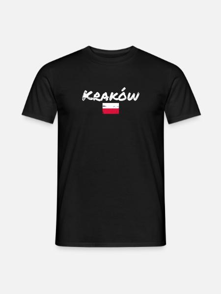 Kraków Vintage Polska Maszt Flagowy Polski - T-shirt męski - czarny