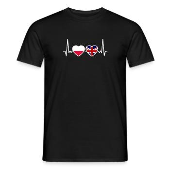 Poland Great Britain UK Heartbeat Flag Polish - Men's T-Shirt - black - Front - AI Model Male 178 light (178cm)