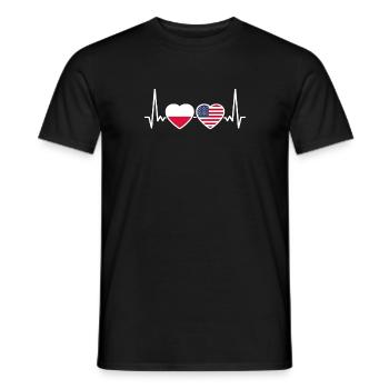 Polen USA Herzschlag Flagge Amerikanisch Polnisch - Männer T-Shirt - Schwarz - Vorne - AI Model Male 178 light (178cm)