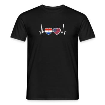 Paraguay USA Herzschlag Flagge Paraguayisch - Männer T-Shirt - Schwarz - Vorne - AI Model Male 178 light (178cm)