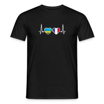 Ruanda Frankreich Vintage Herzschlag Flagge - Männer T-Shirt - Schwarz - Vorne - AI Model Male 178 light (178cm)