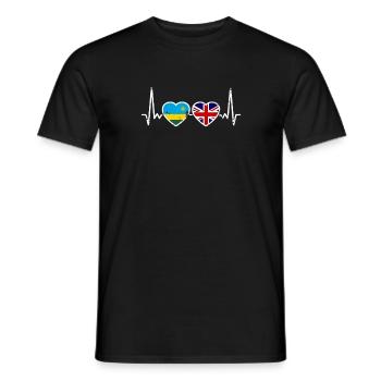 Ruanda UK Vintage Herzschlag Flagge Ruandisch - Männer T-Shirt - Schwarz - Vorne - AI Model Male 178 light (178cm)