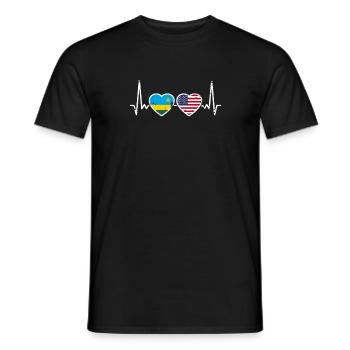 Rwanda USA Vintage Herzschlag Flagge Ruandisch - Männer T-Shirt - Schwarz - Vorne - AI Model Male 178 light (178cm)